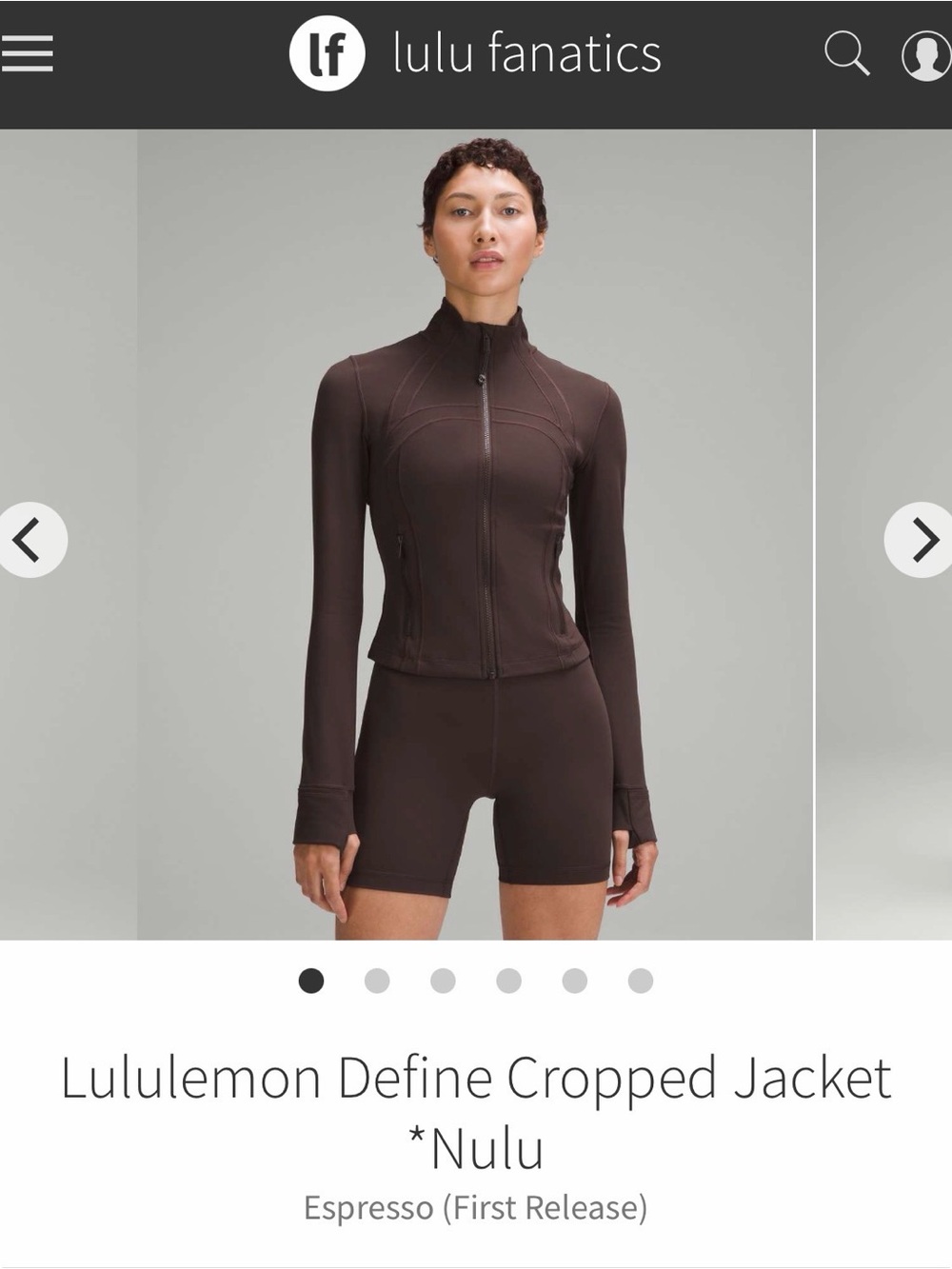 NWOT Lululemon Define Cropped Jacket Sz 12 * Espresso🤎✨